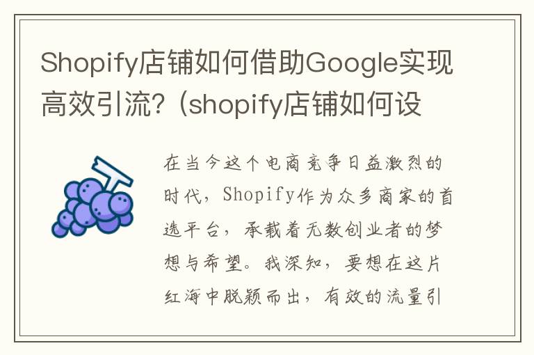 Shopify店铺如何借助Google实现高效引流？(shopify店铺如何设置语言)