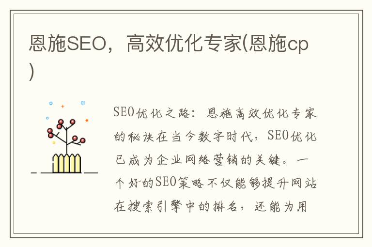 恩施SEO，高效优化专家(恩施cp)