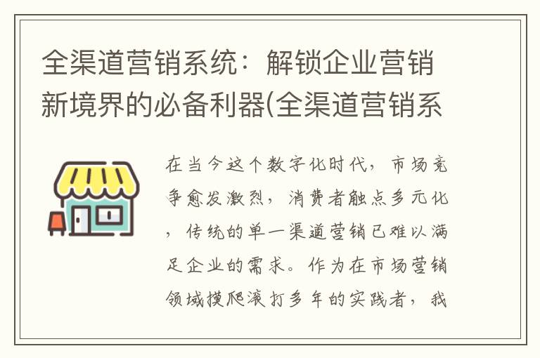 全渠道营销系统：解锁企业营销新境界的必备利器(全渠道营销系统有哪些)