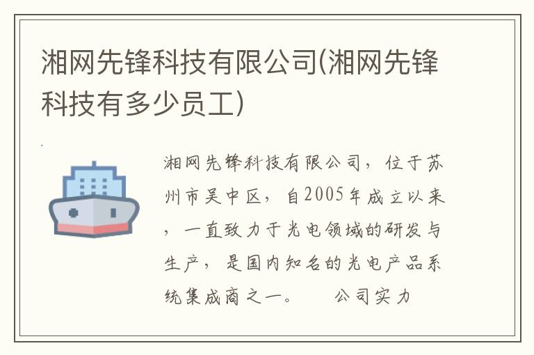 湘网先锋科技有限公司(湘网先锋科技有多少员工)