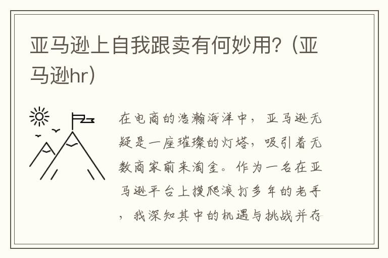 亚马逊上自我跟卖有何妙用？(亚马逊hr)