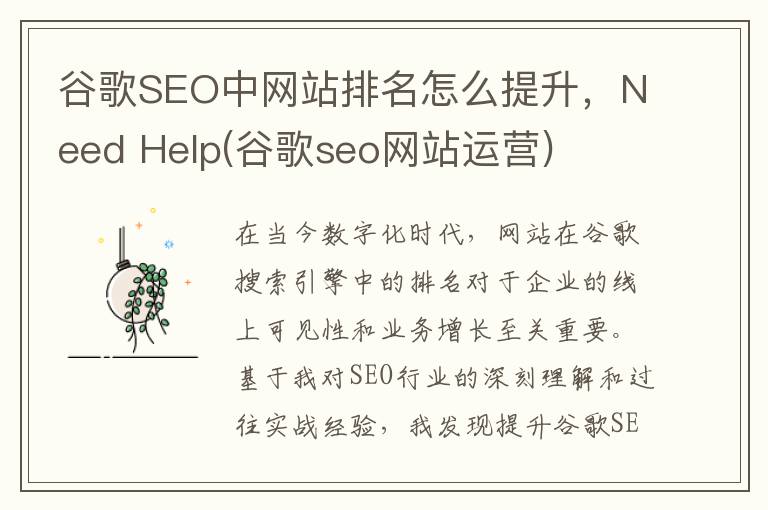 谷歌SEO中网站排名怎么提升，Need Help(谷歌seo网站运营)