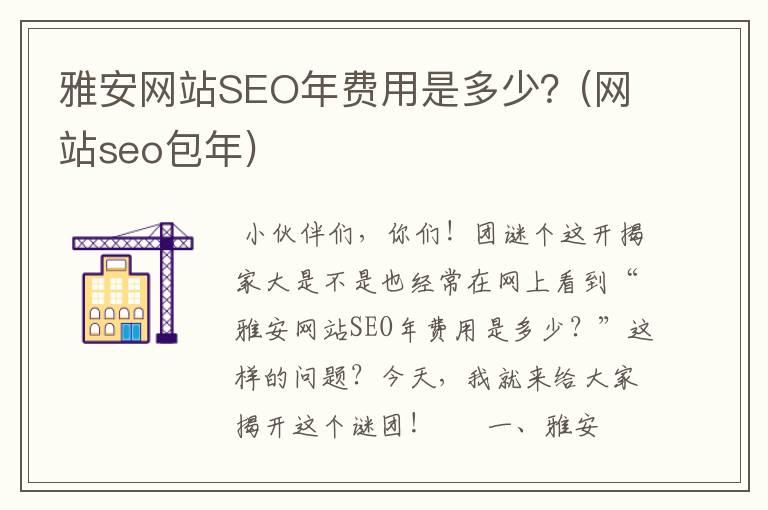 雅安网站SEO年费用是多少？(网站seo包年)