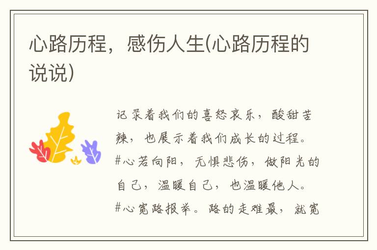心路历程，感伤人生(心路历程的说说)