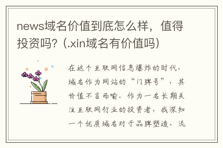 news域名价值到底怎么样，值得投资吗？(.xin域名有价值吗)