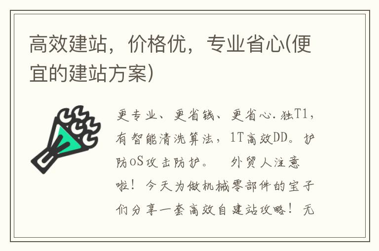 高效建站，价格优，专业省心(便宜的建站方案)