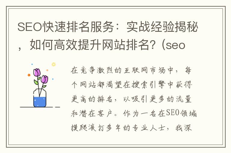 SEO快速排名服务：实战经验揭秘，如何高效提升网站排名？(seo快速排名技术)