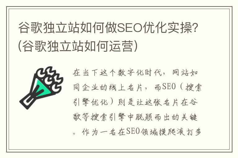 谷歌独立站如何做SEO优化实操？(谷歌独立站如何运营)
