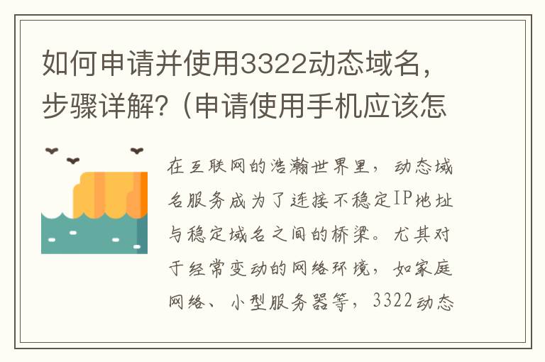 如何申请并使用3322动态域名，步骤详解？(申请使用手机应该怎么写)
