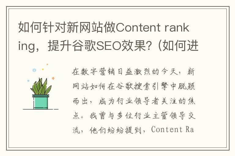如何针对新网站做Content ranking，提升谷歌SEO效果？(如何进行网站)