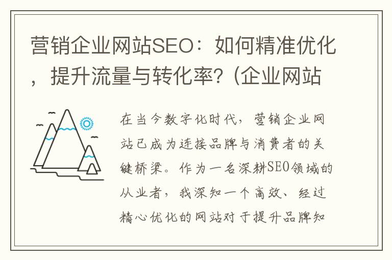 营销企业网站SEO：如何精准优化，提升流量与转化率？(企业网站营销推广)