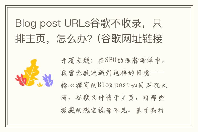 Blog post URLs谷歌不收录，只排主页，怎么办？(谷歌网址链接)