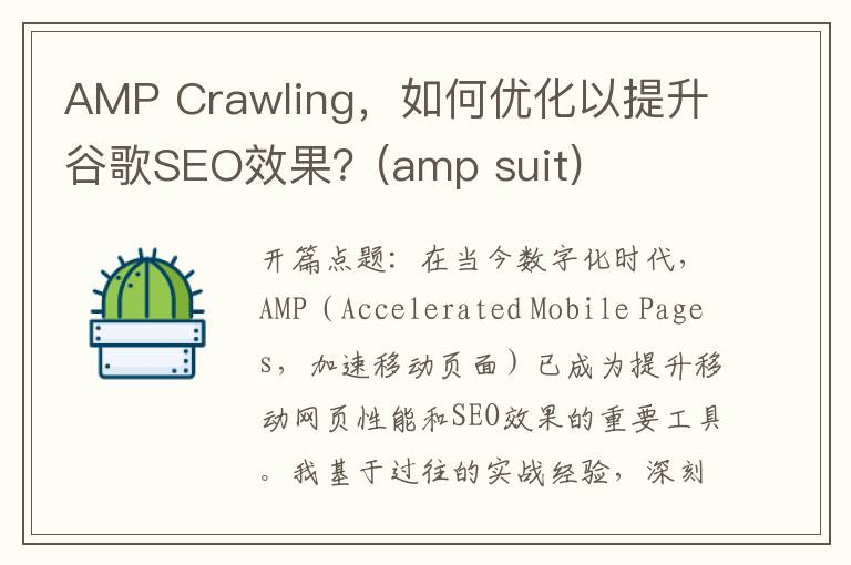 AMP Crawling，如何优化以提升谷歌SEO效果？(amp suit)