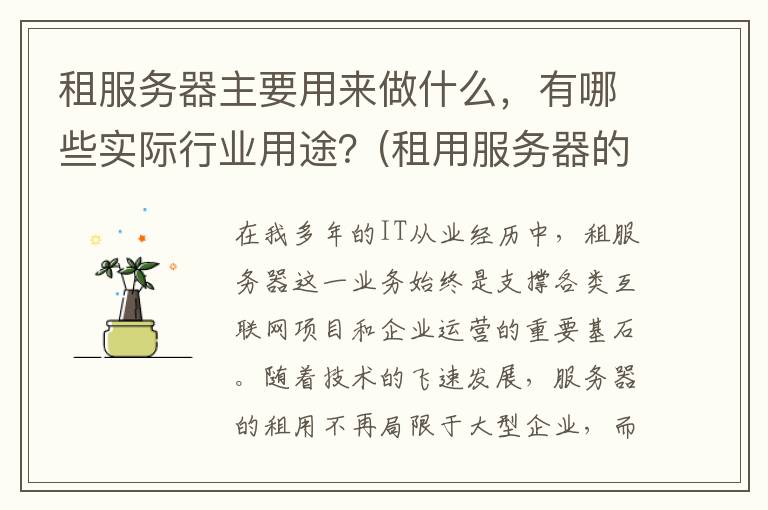 租服务器主要用来做什么，有哪些实际行业用途？(租用服务器的优缺点)