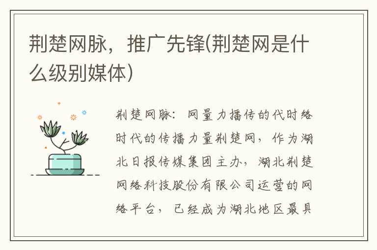 荆楚网脉，推广先锋(荆楚网是什么级别媒体)