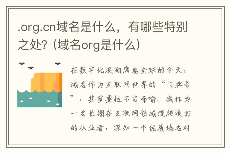 .org.cn域名是什么，有哪些特别之处？(域名org是什么)