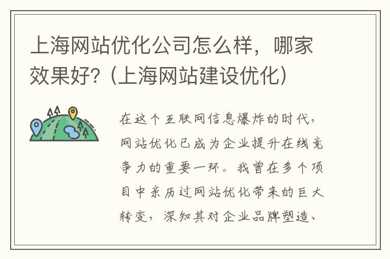 上海网站优化公司怎么样，哪家效果好？(上海网站建设优化)