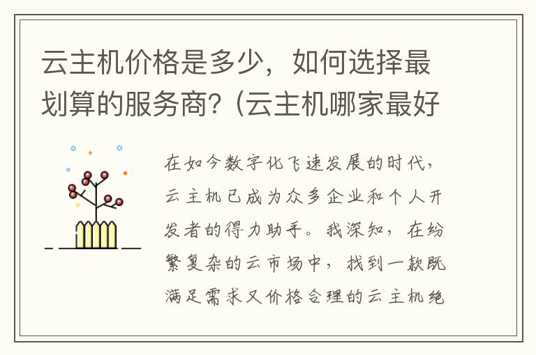 云主机价格是多少，如何选择最划算的服务商？(云主机哪家最好)
