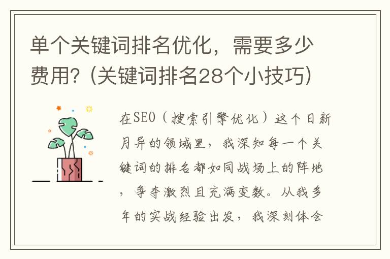 单个关键词排名优化，需要多少费用？(关键词排名28个小技巧)