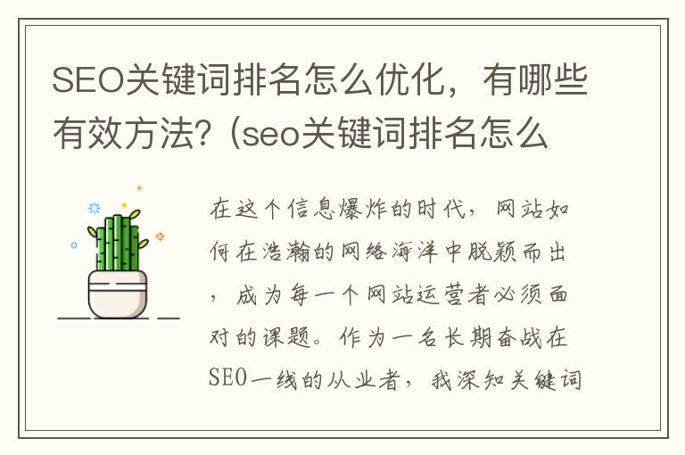 SEO关键词排名怎么优化，有哪些有效方法？(seo关键词排名怎么设置才能更流畅)