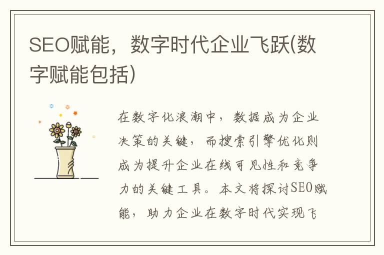 SEO赋能，数字时代企业飞跃(数字赋能包括)