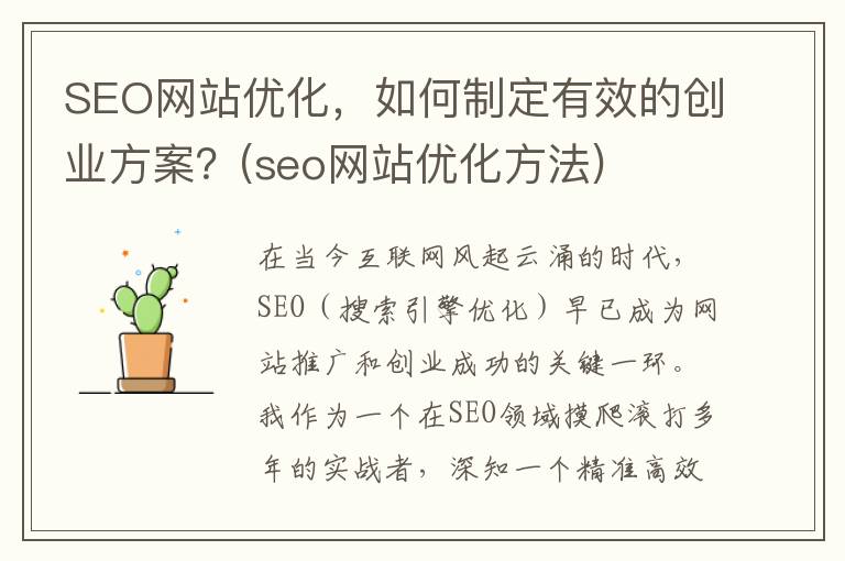 SEO网站优化，如何制定有效的创业方案？(seo网站优化方法)