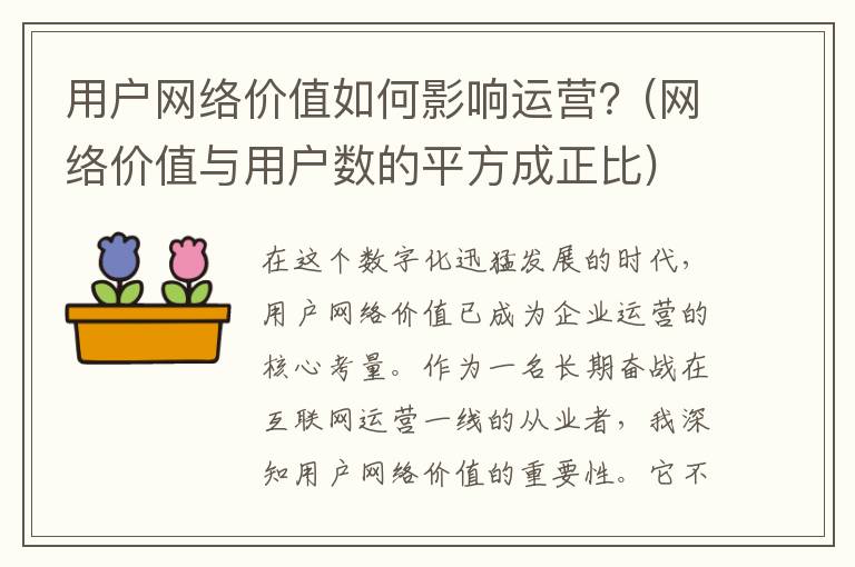 用户网络价值如何影响运营？(网络价值与用户数的平方成正比)