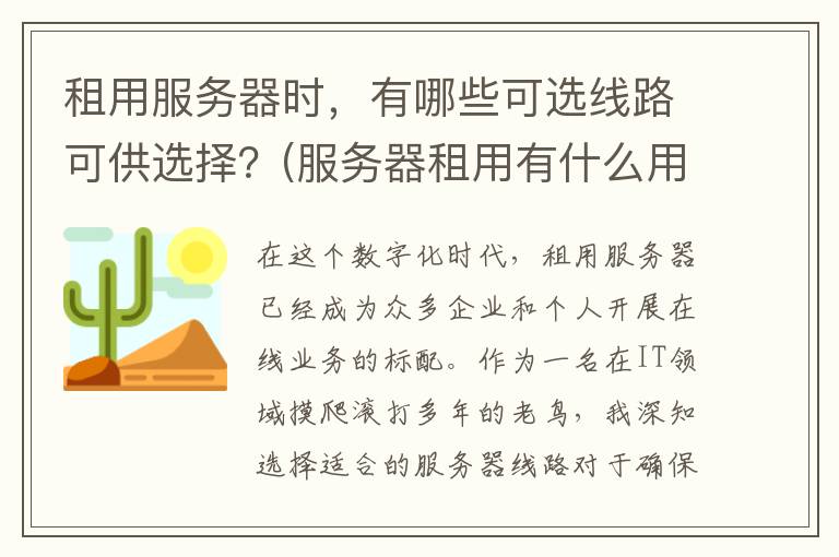 租用服务器时，有哪些可选线路可供选择？(服务器租用有什么用)