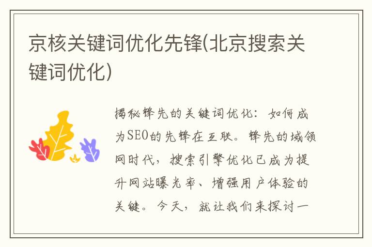 京核关键词优化先锋(北京搜索关键词优化)