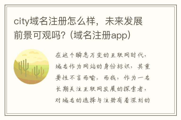 city域名注册怎么样，未来发展前景可观吗？(域名注册app)