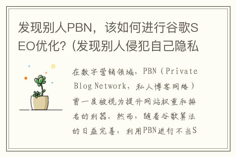 发现别人PBN，该如何进行谷歌SEO优化？(发现别人侵犯自己隐私权怎么办)