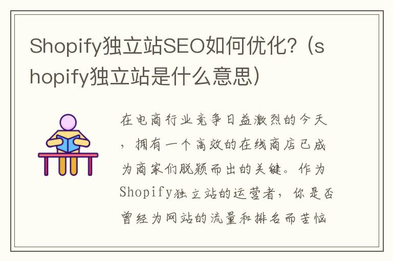 Shopify独立站SEO如何优化？(shopify独立站是什么意思)