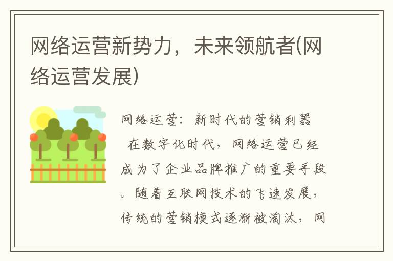 网络运营新势力，未来领航者(网络运营发展)