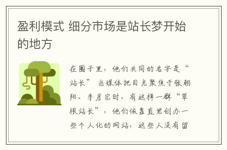 盈利模式 细分市场是站长梦开始的地方