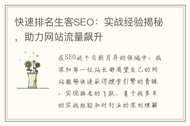 快速排名生客SEO：实战经验揭秘，助力网站流量飙升