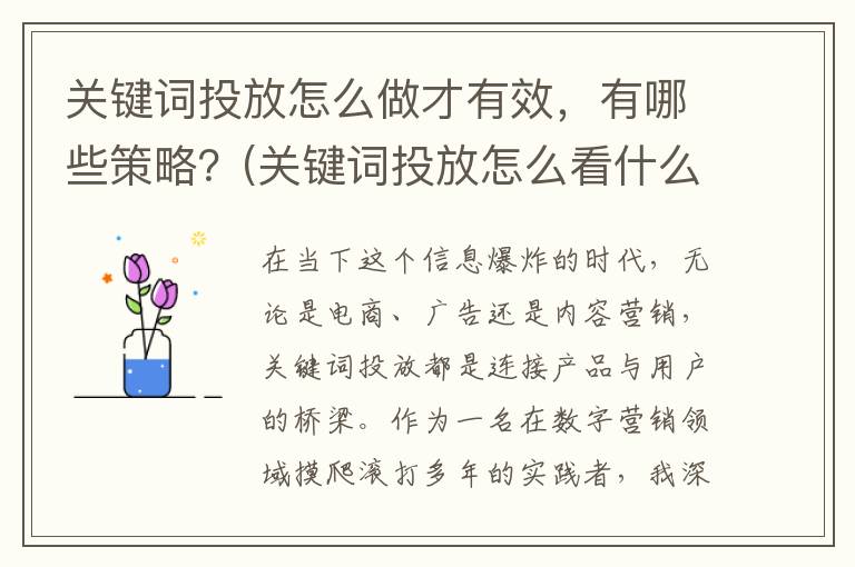关键词投放怎么做才有效，有哪些策略？(关键词投放怎么看什么关键词)