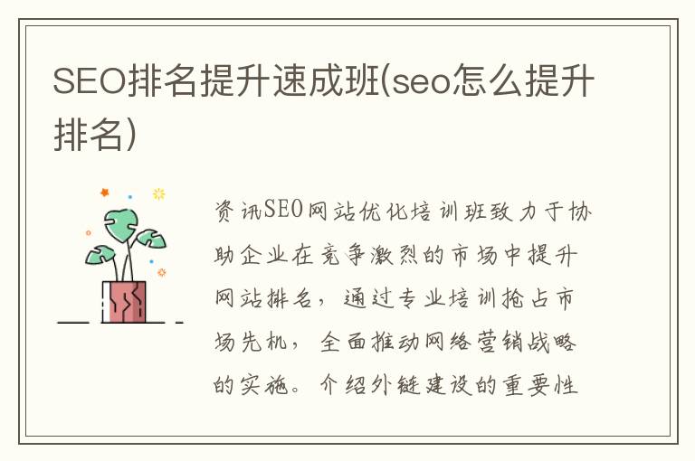 SEO排名提升速成班(seo怎么提升排名)