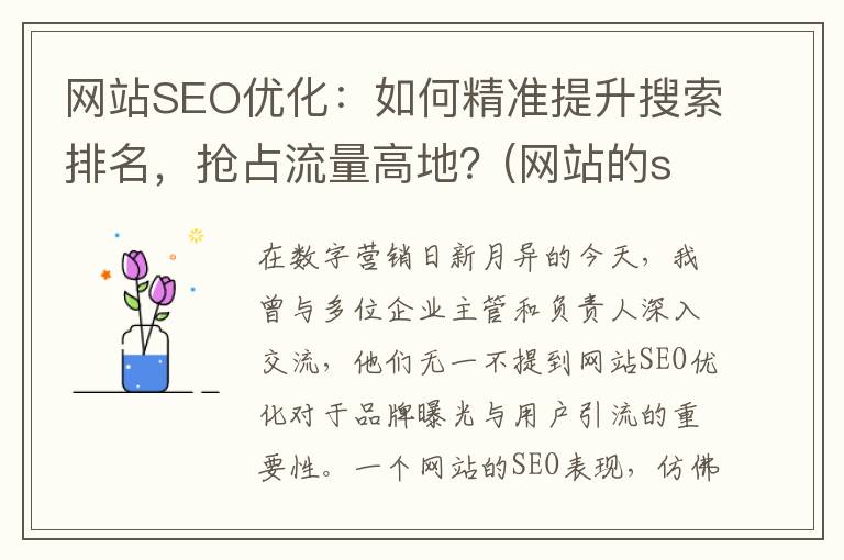 网站SEO优化：如何精准提升搜索排名，抢占流量高地？(网站的seo 如何优化)