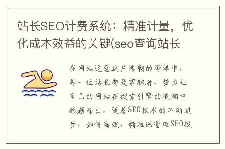 站长SEO计费系统：精准计量，优化成本效益的关键(seo查询站长之家)