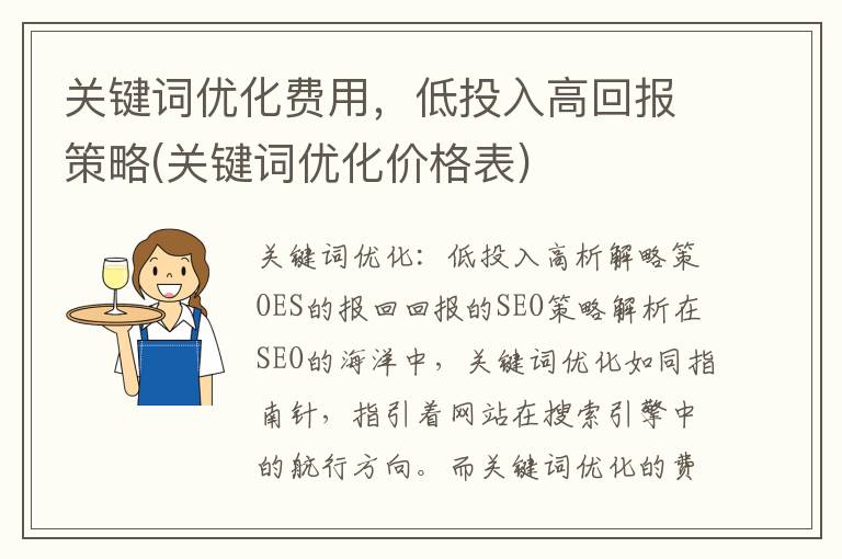 关键词优化费用，低投入高回报策略(关键词优化价格表)