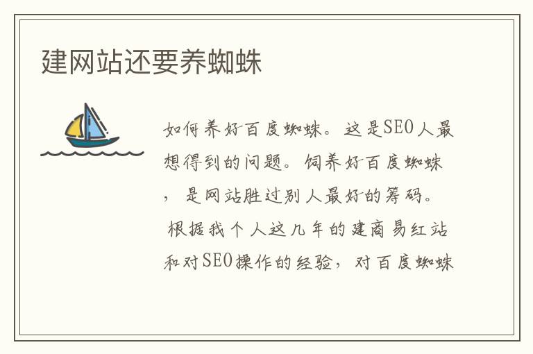 建网站还要养蜘蛛