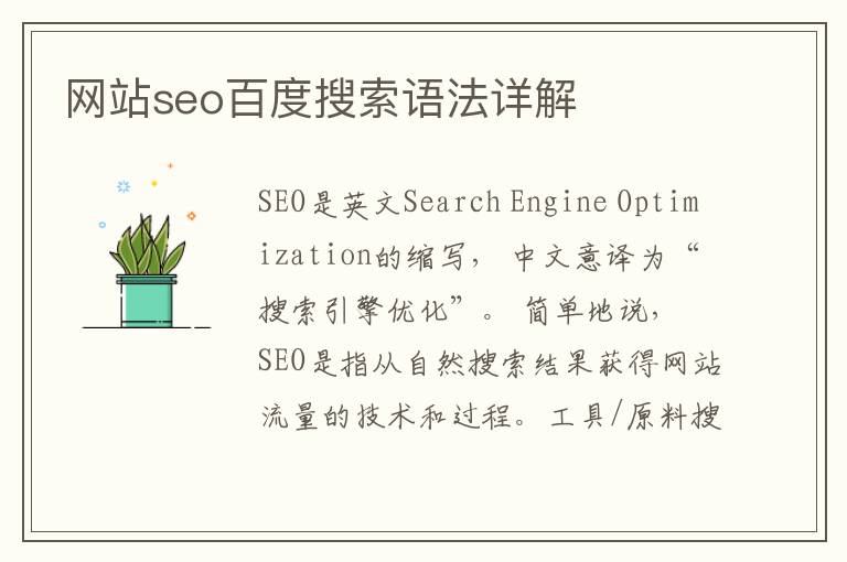 网站seo百度搜索语法详解