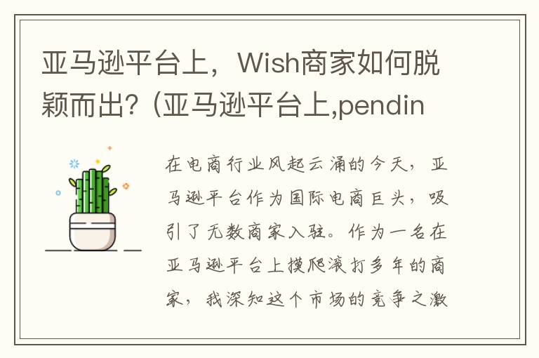 亚马逊平台上，Wish商家如何脱颖而出？(亚马逊平台上,pending状态下)