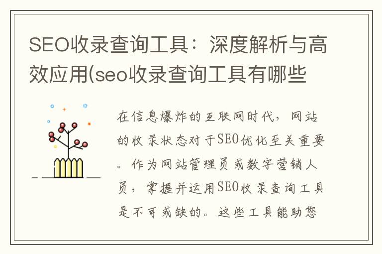 SEO收录查询工具：深度解析与高效应用(seo收录查询工具有哪些)