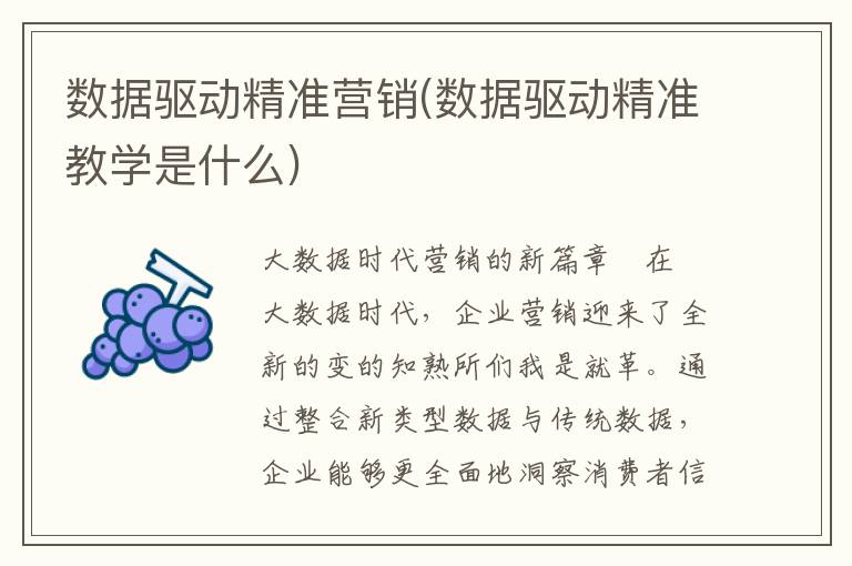 数据驱动精准营销(数据驱动精准教学是什么)