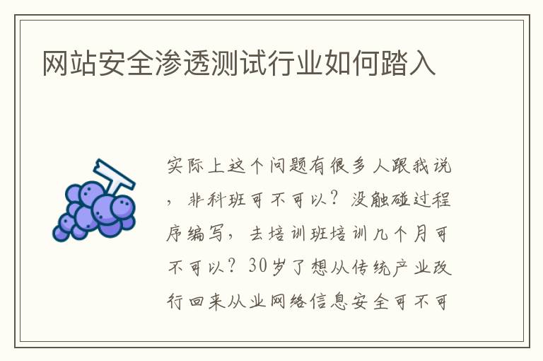 网站安全渗透测试行业如何踏入