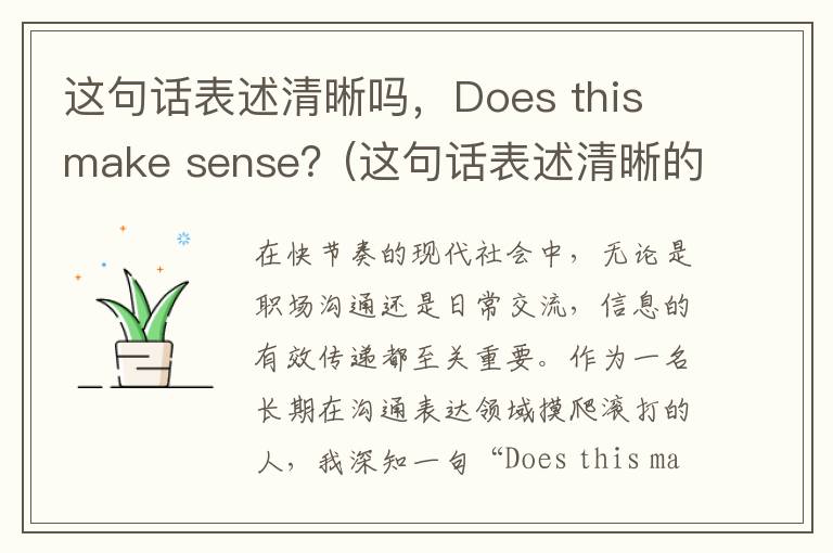 这句话表述清晰吗，Does this make sense？(这句话表述清晰的英文)